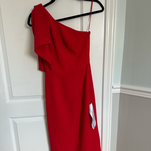 NWT Dress the Population Vibrant Red One-Shoulder Dress - Size XXS - Picture 3 of 13